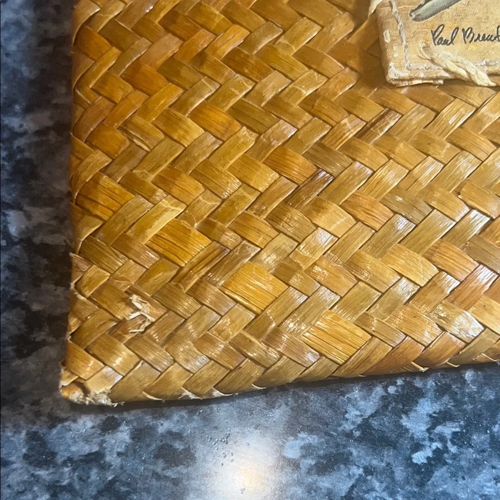 Sun N Sand Rattan Woven Tan Clutch‎ Wristlet with beading